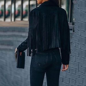 CCO!! NWT Faux Suede Fringe Women’s Jacket in Black